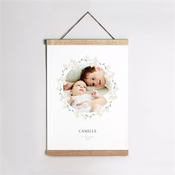 Affiche naissance multiphoto fleuri