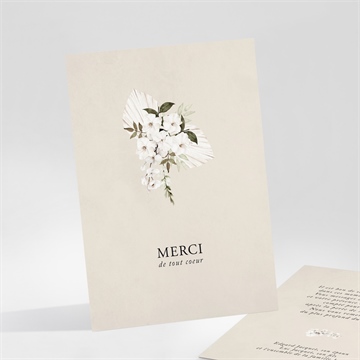 Remerciement décès bouquet blanc