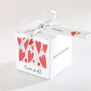 Boîte de dragées mariage coeurs