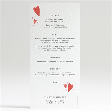 Menu mariage coeurs - Dos du menu