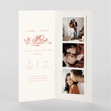 Faire-part mariage a l'italienne photomaton - Intérieur du faire-part