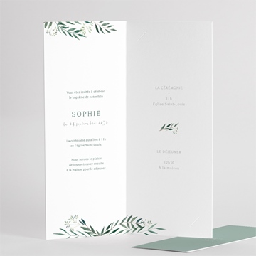 Faire-part de baptême jolie annonce fleur séchée - Détail du faire-part