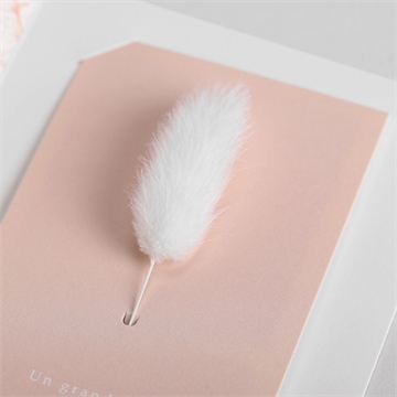 Faire-part de baptême gravure rosée fleur séchée - Vue zoomée