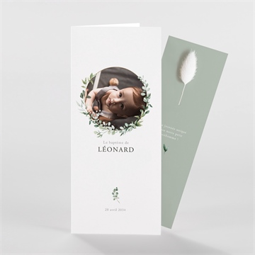 Faire-part de baptême l'eucalyptus fleur séchée