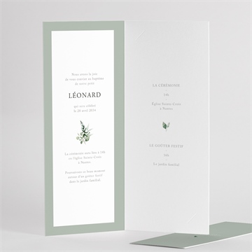 Faire-part de baptême l'eucalyptus fleur séchée - Détail du faire-part