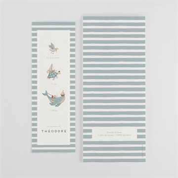 Faire-part naissance animaux marins - Dos du faire-part
