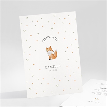 Faire-part naissance fleurs et renard