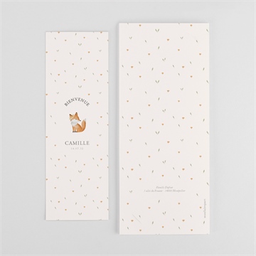 Faire-part naissance fleurs et renard photomaton - Dos du faire-part