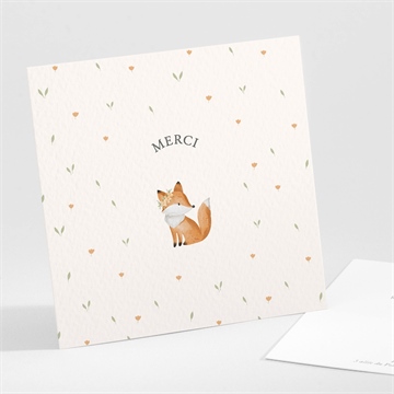Remerciement naissance fleurs et renard