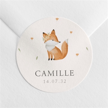 Sticker naissance fleurs et renard