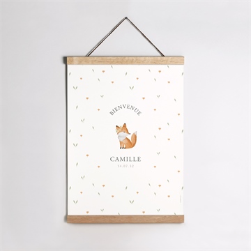 Affiche naissance fleurs et renard photomaton