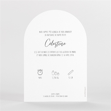 Faire-part naissance petit chéri arche - Dos du faire-part