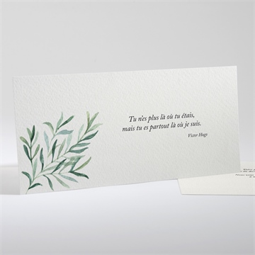 Remerciement décès élégant branchage