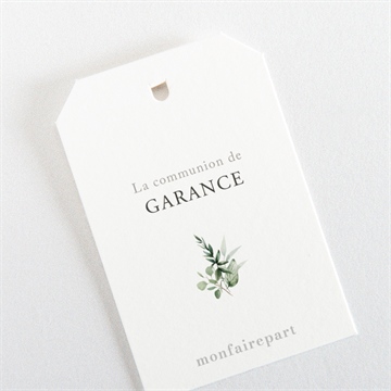 Marque-place communion gravée au coeur étiquette - Dos du marque-place