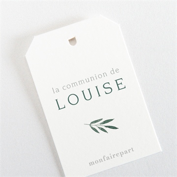 Marque-place communion touche champêtre étiquette - Dos du marque-place