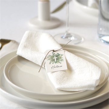 Marque-place communion en grâce étiquette - Mise en situation