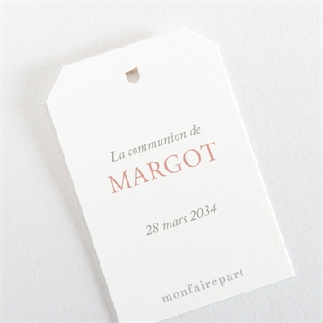 Marque-place communion vraie joie étiquette - Dos du marque-place