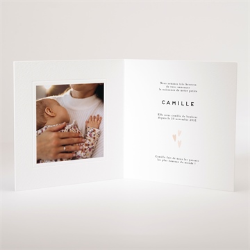 Faire-part naissance jolis cœurs - Intérieur du faire-part