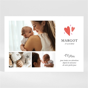 Remerciement naissance cœurs d'amour