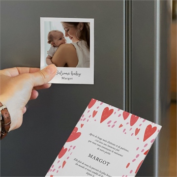 Faire-part naissance cœurs d'amour duo - Mise en situation