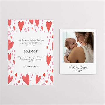 Faire-part naissance cœurs d'amour duo - Vue d'ensemble