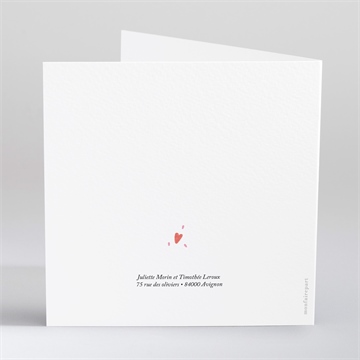 Faire-part naissance cœurs d'amour gaufrage - Dos du faire-part