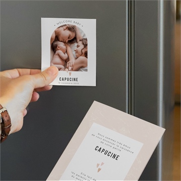 Faire-part naissance cœurs délicats - Mise en situation