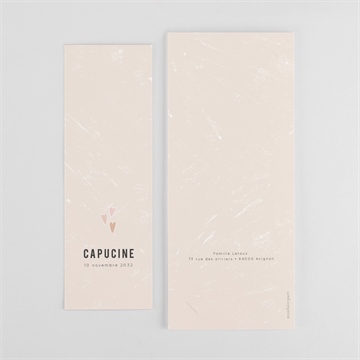 Faire-part naissance cœurs délicats photomaton - Dos du faire-part