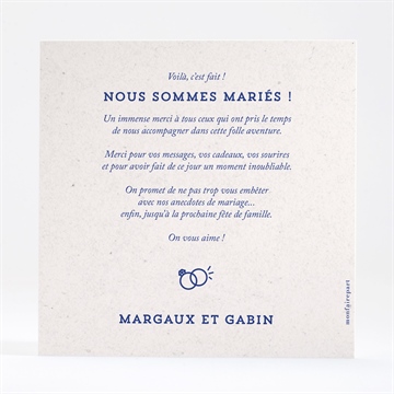 Remerciement mariage allez viens ! - Dos de la carte