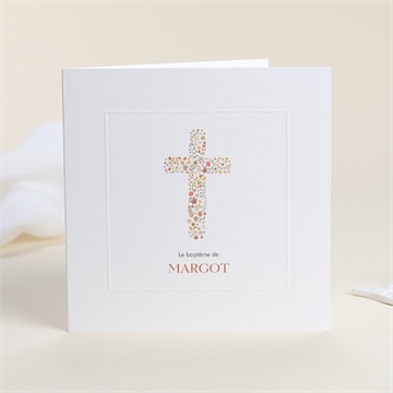 Faire-part de baptême florilège gaufrage