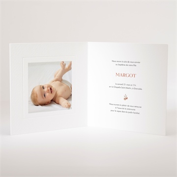 Faire-part de baptême florilège gaufrage - Intérieur du faire-part