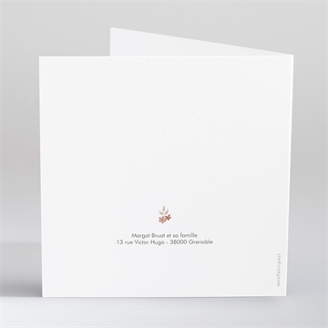 Faire-part de baptême florilège gaufrage - Dos du faire-part