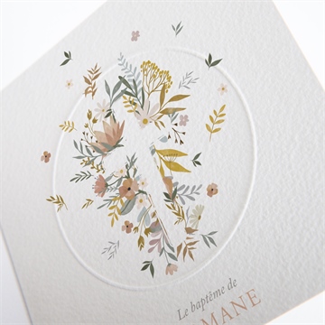Faire-part de baptême tout en joie gaufrage - Détail du faire-part