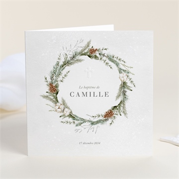 Faire-part de baptême l'hiver gaufrage