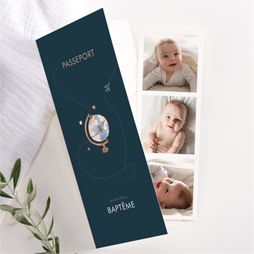 Faire-part de baptême passeport bapteme photomaton