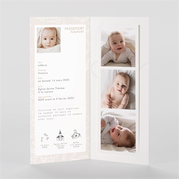 Faire-part de baptême passeport bapteme photomaton - Intérieur du faire-part