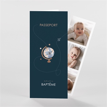 Faire-part de baptême passeport bapteme photomaton - Vue d'ensemble