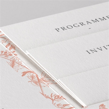 Faire-part de baptême gravure rosée pocketfold - Détail du faire-part