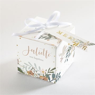 Boîte de dragées baptême jungle dorure