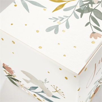 Boîte de dragées baptême jungle dorure - Détail de la boîte