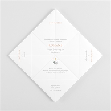 Faire-part de baptême tout en joie origami - Vue intérieure pliée