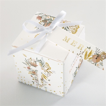 Boîte de dragées baptême tout en joie dorure - Dessus de la boîte