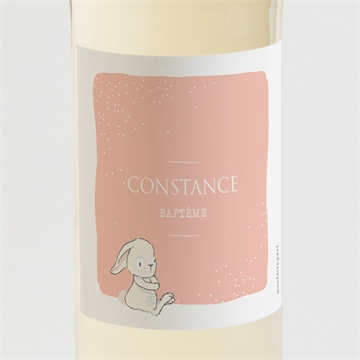 Etiquette de bouteille baptême petit lapin baptême origami