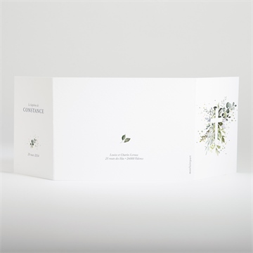 Faire-part de baptême en lumière 2 volets - Dos du faire-part