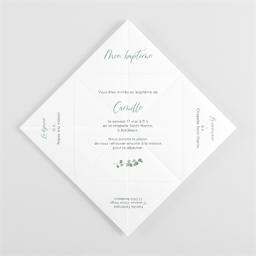 Faire-part de baptême grâce origami - Vue intérieure pliée