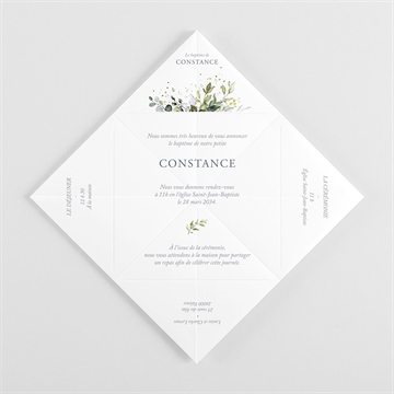 Faire-part de baptême en lumière origami - Vue intérieure pliée