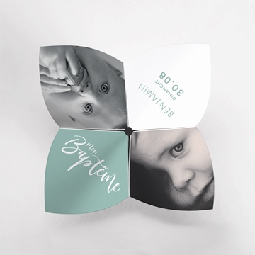 Faire-part de baptême jeu de mots origami - Vue du dessus