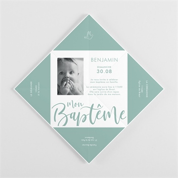 Faire-part de baptême jeu de mots origami - Vue intérieure pliée