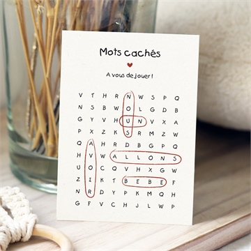 Carte annonce grossesse mots croisés - Mise en situation