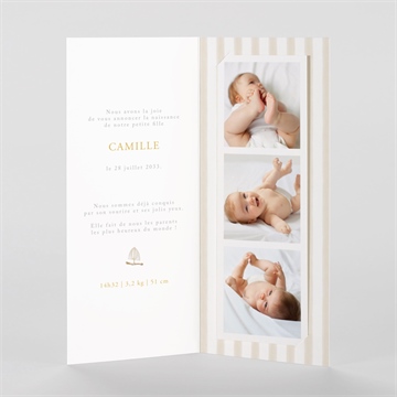 Faire-part naissance douceur marine - Intérieur du faire-part